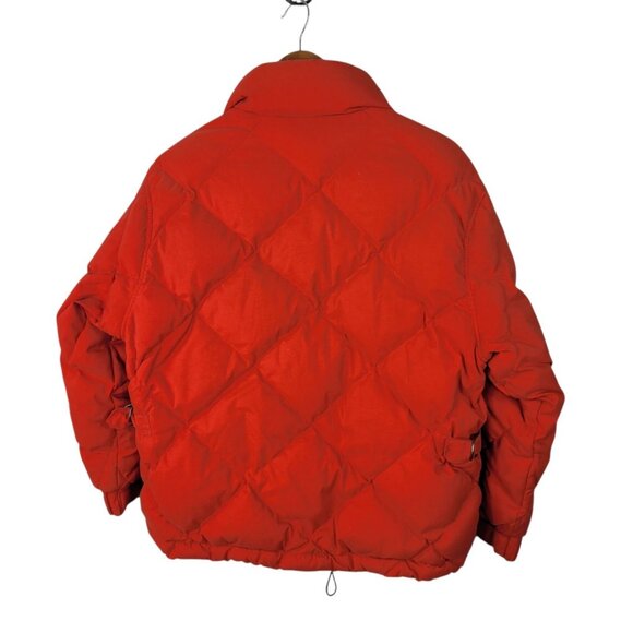 Eddie Bauer Goose Down Puffer Jacket Sz Medium Petite Red Orange Warm Winter - Picture 7 of 9